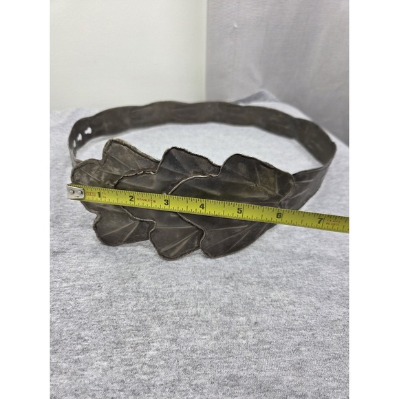 Vintage Womens Handmade Solid Brass Wide Statement Adjustable Leaf Belt 34in main image 13